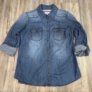 Sonoma Button Down Denim Blue Jean Shirt Size S